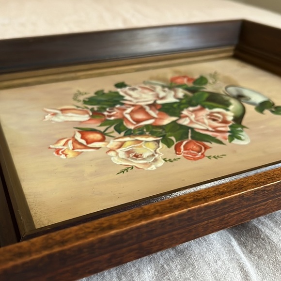 Vintage Oil Painting c1947 Bouquet of‎ Roses in Wooden Frame Signed - Picture 4 of 14
